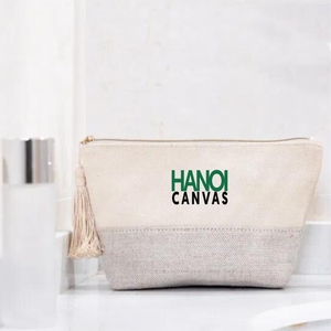 Vietnamese Manufacturer's Custom Printed Logo Zipper <b>Makeup</b> Bag Cotton Canvas <b>Case</b> Multifunctional Cosmetic Bag BSCI Dot - Product Image 3