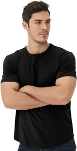 Camiseta Básica de Manga Corta con Cuello Redondo de Fibra de Bambú y Algodón al por Mayor, Color Sólido, Media Manga, Modal, Informal, para Hombre - Product Image 5