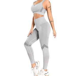 Vente en gros d'ensemble de yoga sans couture vêtements de sport pour femmes tenue d'entraînement deux pièces vêtements de gym avec pantalon et soutien-gorge fournisseur de vêtements de fitness - Product Image 5