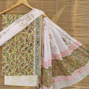 วัสดุชุดเดรสพิมพ์ลายบล็อกทำจากผ้าฝ้ายเหมาะสำหรับทำเสื้อผ้าสตรีและเหมาะสำหรับขายต่อตามร้านเสื้อผ้า - Product Image 4