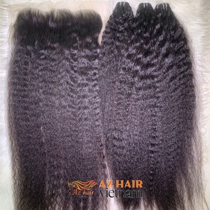 12x4 Frontal naturel noir brut cheveux vietnamiens crépus bouclés droite Combo pour faire des perruques de cheveux humains - Product Image 3
