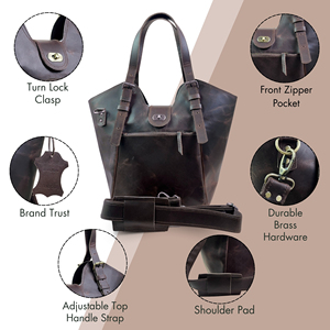 Sac fourre-tout en cuir véritable Sac à bandoulière vintage artisanal avec poignée supérieure et sangle détachable pour femmes - Product Image 3