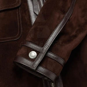 Veste en cuir suédé pour homme, design moderne écologique avec logo sur le devant, pour streetwear et usage quotidien - Product Image 6