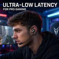 Earphone Gaming Tembaga Bebas Oksigen, Headset In-Ear Latensi Rendah HD Dual Mic untuk Game Mobile