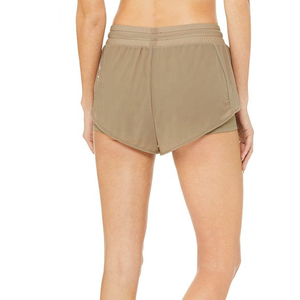 Women's Custom <b>Elastic</b> Waist Sport Shorts 100% Cotton Breathable Medium Wash <b>Lace</b> for Summer Running Fitness & Yoga Plain Design - Product Image 5