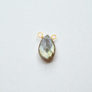 Vente en gros de breloques en forme de larme en labradorite facettée, cristal coloré, plaqué or, pour la fabrication de colliers et de boucles d'oreilles DIY - Product Image 1