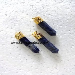 Pendentif en Agate de Quartz Chakra Cristallin, Plaqué Or Antique, Forme Pointe de Crayon, Spirituel, Tendance, Unisexe - Product Image 3