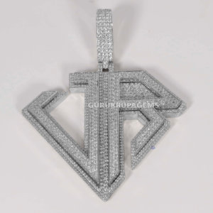 Colgante de Oro Blanco de 14 Quilates para Hombre, Estilo Hip Hop, con Diamante Cultivado en Laboratorio, Corte Brillante, Claridad VVS, Chapado en Rodio, Ideal para Fiestas - Product Image 1