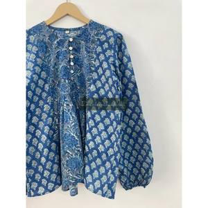 Mini vestido de algodón indio para mujer, estampado Floral, ropa de fiesta informal, decoración de botones, Vestido de playa de verano hecho a mano - Product Image 5