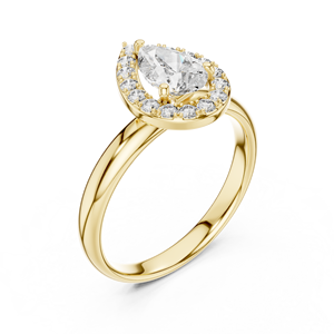 Bague de fiançailles halo en moissanite de qualité supérieure, coupe poire classique, certifiée IGI, or rose, goutte d'eau, bijoux fins pour femmes, mariage - Product Image 6