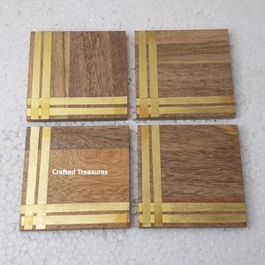 Acacia Wood Round <b>Coasters</b> <b>for</b> <b>Drinks</b> Stylish Mats & Pads <b>for</b> Wine Bar Table & Hotel Use - Product Image 6