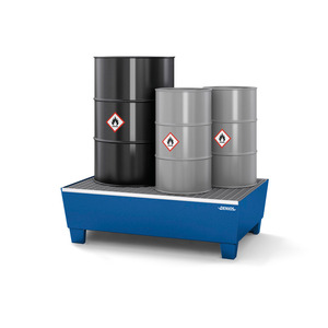 Bac de rétention en acier pour 2 fûts de 200 litres, 1236 x 815 x 355 mm, avec grille - Product Image 2