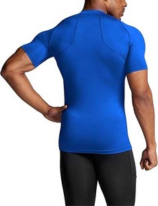 2025 Camisetas de compresión de patrón sólido de manga corta para hombres adultos Ropa de cuello redondo-Venta al por mayor - Product Image 4