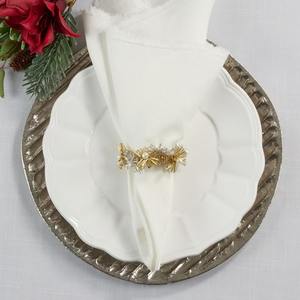 Rond de serviette de travail en cristal doré et blanc Accessoire de décoration de table élégant pour la maison, le mariage et la fête Élégant et luxueux - Product Image 3