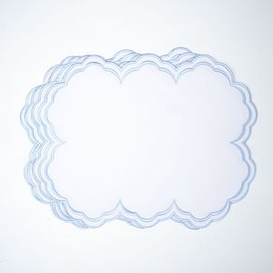 Simple style linen table placemat with <b>clean</b> embroidery work for uncluttered dining tables reusable washable - Product Image 1