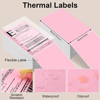 Étiquette d'Expédition Thermique Directe Adhésive Rose Réutilisable Étanche 4x6 pour l'Emballage