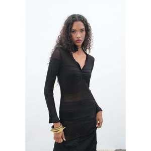 Vestido de Punto Mirca Maxi 2798 con Detalle de Volantes y Transparencias, Cintura Natural - Product Image 5