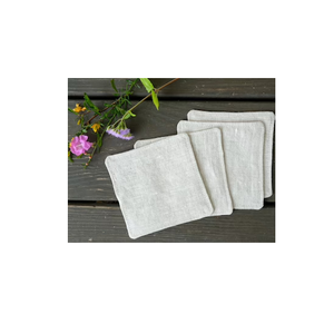 Posavasos de lino Artesanía de color blanco neutro con posavasos de lino de tela de lino de doble capa a la venta - Product Image 6