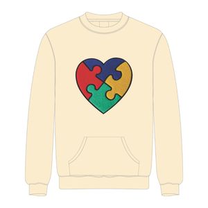 Concienciación sobre el autismo, rompecabezas de corazón, bordado de chenilla, jersey de cuello redondo neutro, sudadera, ropa de soporte de lana de algodón Unisex - Product Image 2