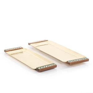 Hand hammered aluminum serving <b>tray</b> without <b>handles</b> and silver plated perfect for <b>tea</b> or dessert serving use - Product Image 4