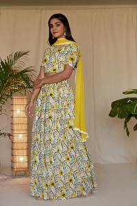 Lemon Garden BlockPrint Lehenga Set Indian Fashion Styling Quality Kurti and Pants du fabricant indien - Product Image 4