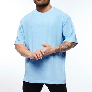 Camiseta personalizada de gran tamaño para hombre, camiseta de hip-hop para gimnasio, ropa de calle de malla de secado rápido, Camiseta deportiva, tela de punto transpirable, diseño ligero - Product Image 5