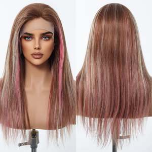 DWY <b>Long</b> Length Rose Gold Lace Human Hair <b>Wig</b> 100% Virgin Remy Hair 36-38 Inches 12A Grade HD Color Lace - Product Image 3