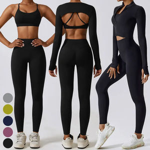 Conjunto de Yoga para Mujer, Nuevo Estilo, Material de Nailon y Elastano Transpirable y Duradero, Diseño Sólido para Adultos - Product Image 4