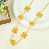 Collier long musulman de luxe plaqué or 21 carats, style vintage, pour mariée, chaînes de mariage, bijoux pour femme, idéal pour les fêtes de mariage - Vente chaude