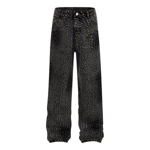 Jeans en denim 100% coton tissé lavable personnalisé pour hommes, style streetwear, jambe droite, vente en gros - Product Image 5