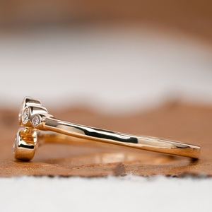 Bague de fiançailles en moissanite pour femme, sertie de diamants ouverts en forme de goutte d'eau, sertie de 6 pierres en spirale, tendance - Product Image 4