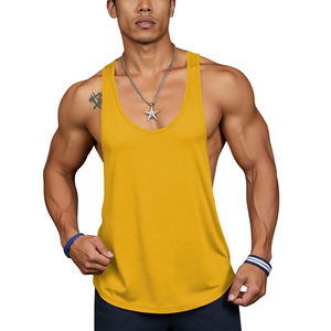 Camiseta sin mangas con músculos para hombre, Camiseta deportiva informal personalizada para gimnasio, camiseta sin mangas de algodón y poliéster, camisetas sin mangas holgadas cortadas de gran tamaño - Product Image 1