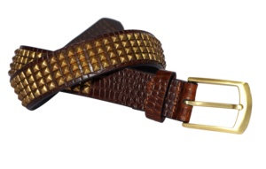 Prix de gros Ceinture décontractée en cuir de vache véritable Rivet en métal lourd clouté unisexe adultes Punk Rock Biker ceintures INDE - Product Image 2