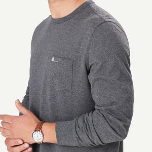 T-shirt à manches longues pour homme de qualité supérieure, col rond, en coton, logo personnalisé, t-shirt à manches longues pour homme, col rond - Product Image 3