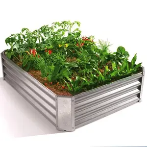 Cama de metal elevada para jardim, para vegetais, flores, ervas, caixa de aço alta grande, decoração galvanizada para exterior, design de aço, OEM, ODM