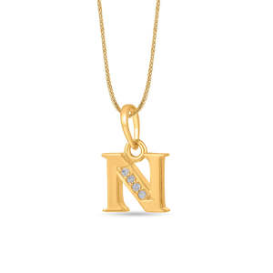 Colgante de Oro con Letra N y Circonita - Product Image 4
