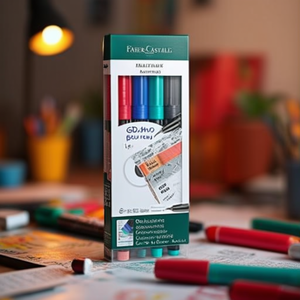 Faber-Castell Multimark 1523 Assorted <b>Colors</b> 0.4mm Colored Marker <b>Pens</b> <b>4</b> Pieces Per Pack - Product Image 3