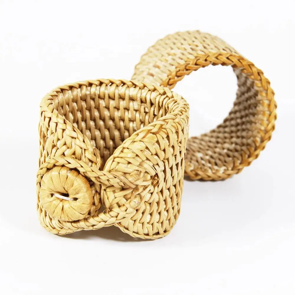 American Style dia 5x5 Sustainable Natural Customized Color OEM Ratan Woven Napkin Ring Made From Viet Nam