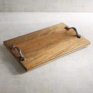 Plateau de service de haute qualité en bois et résine noire polie avec logo personnalisé taille et couleur cadeau plateau de service à la main - Product Image 3