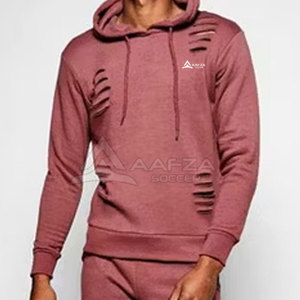 Hot Sale Customized Men's Hooded <b>Distressed</b> Tracksuit Casual Fashion Wear for Winter Plus Size Options Solid Pattern Online - Product Image 3