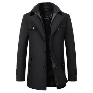 Casaco de lã masculino de negócios casual, moda masculina respirável, grosso, quente, extra grande, moda trench, 2024, novidade