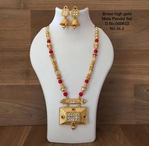 Ensemble de bijoux de mariée en or pour femmes, collier de mariage, boucles d'oreilles pour femmes - Product Image 2