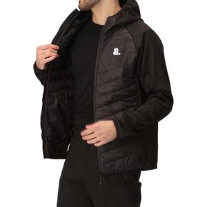 Veste hybride streetwear d'hiver avec logo personnalisé pour homme, fermeture éclair, coupe ajustée, légère, rembourrée, col montant, coupe-vent - Product Image 5