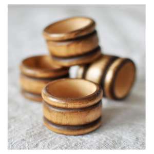 Ronds de serviette en bois naturel marron foncé pour cuisine salle à manger cuisine fêtes mariage chambre salle de bain Table extérieure Design - Product Image 2