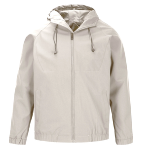 Chaqueta de invierno de manga larga de color blanco sólido de corte regular para hombre vintage con diseño de logotipo personalizado OEM con cremallera y capucha de BD - Product Image 1