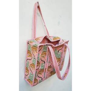 Bolsa de Mano Moderna de Estilo Bohemio con Estampado de Tigre, Ligera, Plegable, de Algodón, Ecológica, Acolchada a Máquina, con Cremallera, Duradera, Elegante, para Uso Diario - Product Image 2