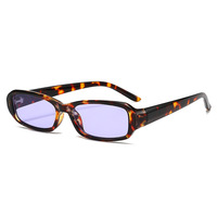 Lunettes de soleil rectangulaires vintage 2026 personnalisables avec logo, imprimé léopard, pour hommes et femmes, verres transparents UV400, petite monture