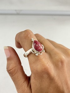 Bague en argent massif 925 pour femme avec poire taillée rose Thulite pierre précieuse larme bijoux pour cadeaux d'anniversaire bague Thulite - Product Image 4