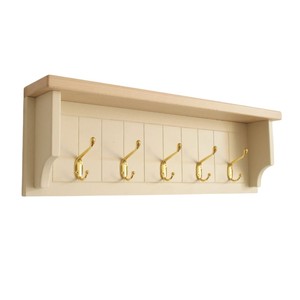 Handmade rắn gỗ sồi treo tường Rack áo với kệ và sắt móc Home Organizer Key chủ và khăn móc áo - Product Image 3