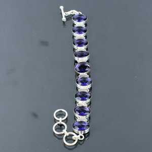 Bracelet en argent sterling 925 avec charme en améthyste africaine fait à la main, réglable, luxe, certifié GIA, bijoux unisexe pour le mois de février - Product Image 4